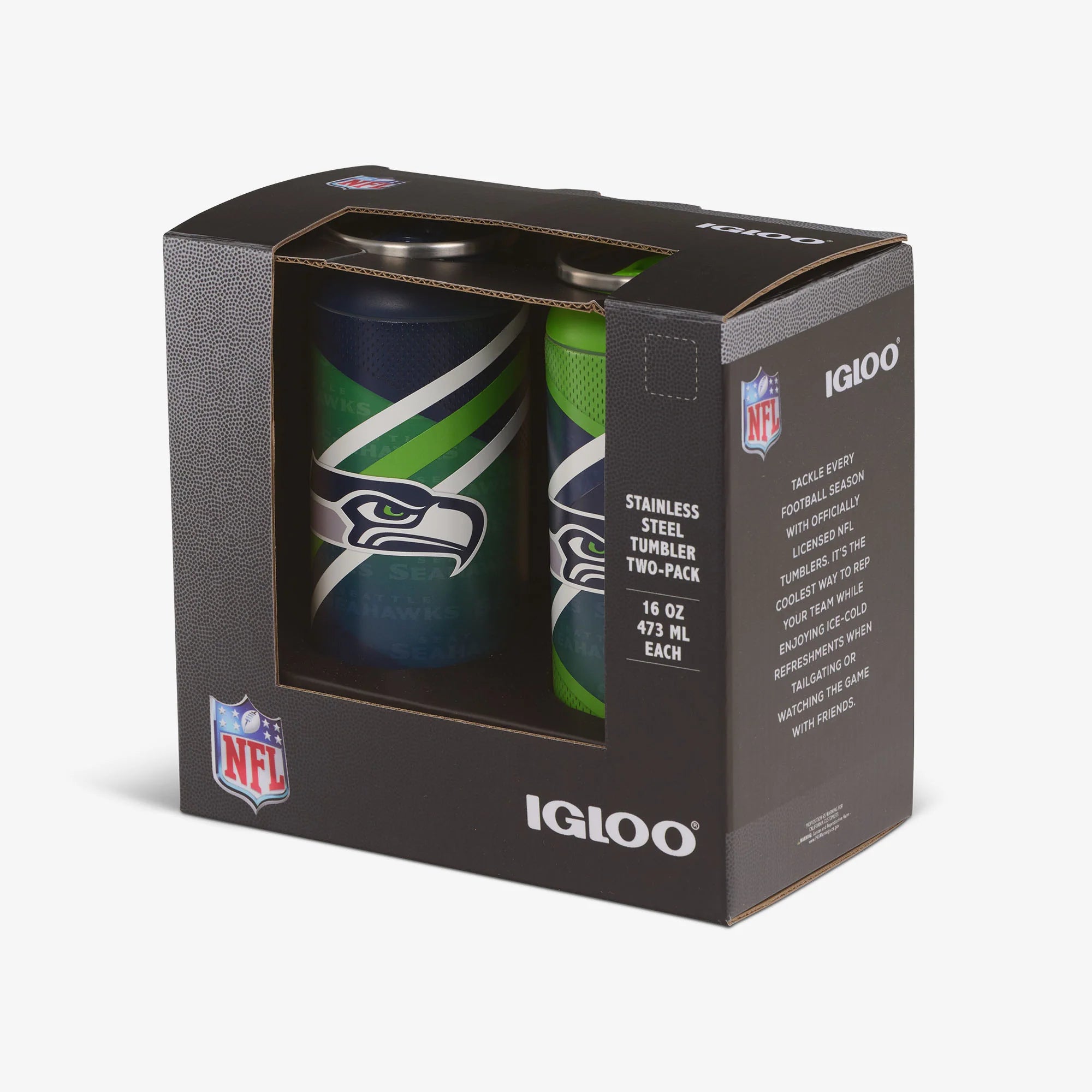 Igloo Insulated Cooler Durable Cooler Seattle Seahawks Home & Away 16 Oz Can 2-Pack - Image 5